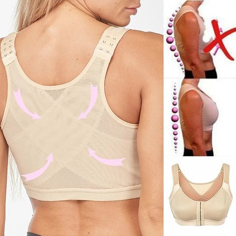 Womens 18 Hour Front-close Wirefree Bra Front Closure Posture Bra Full Coverage Back Adjustable  Support Everyday Comfy Unpadded
