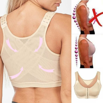 Womens 18 Hour Front-close Wirefree Bra Front Closure Posture Bra Full Coverage Back Adjustable  Support Everyday Comfy Unpadded
