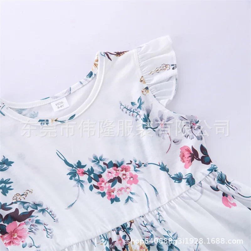 Family Matching Clothes Mother Daughter Dresses Baby Girl Mum Printed Dress Summer Sleeveless Loose Vacation Beach Frock