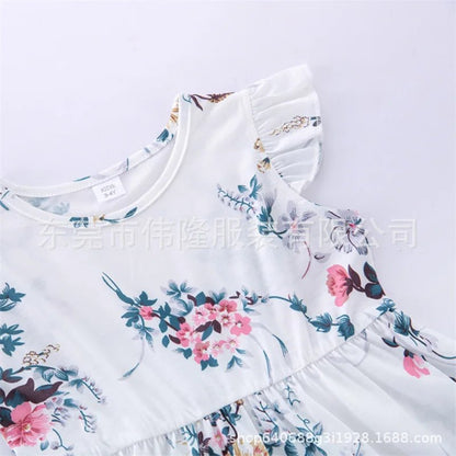 Family Matching Clothes Mother Daughter Dresses Baby Girl Mum Printed Dress Summer Sleeveless Loose Vacation Beach Frock