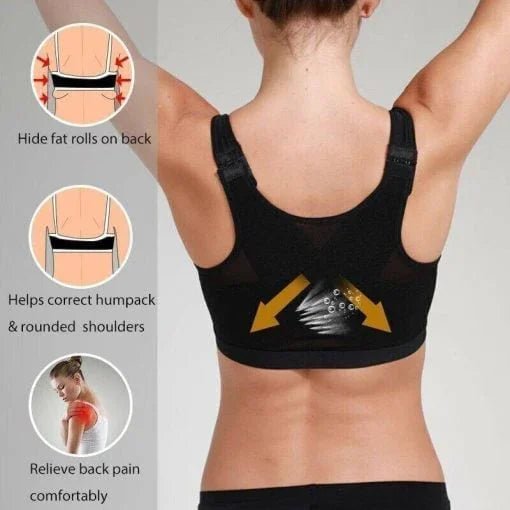 Womens 18 Hour Front-close Wirefree Bra Front Closure Posture Bra Full Coverage Back Adjustable  Support Everyday Comfy Unpadded