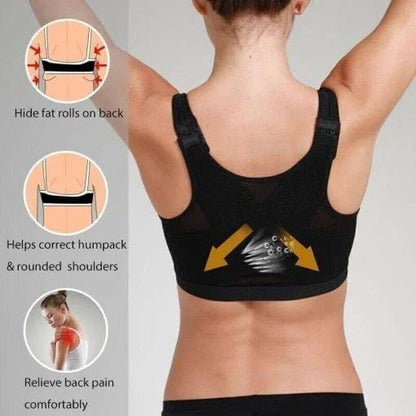 Womens 18 Hour Front-close Wirefree Bra Front Closure Posture Bra Full Coverage Back Adjustable  Support Everyday Comfy Unpadded
