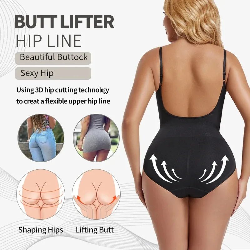 Womens Backless Bodysuits Seamless Sexy Shapewear Thong Butt Lifter Body Shaper Tummy Control Corset Slimming Camisole Tops