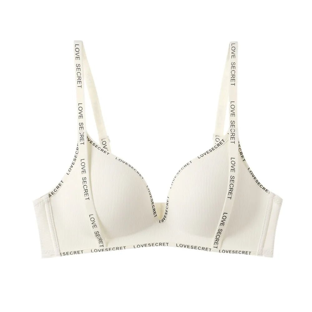 English Letter Wireless Deep V Bra Shockproof Anti-sagging Push Up Underwear Close-fitting Gathered Breasts Seamless Bras Sport