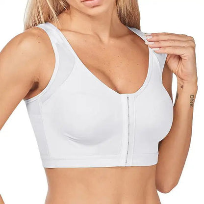 Womens 18 Hour Front-close Wirefree Bra Front Closure Posture Bra Full Coverage Back Adjustable  Support Everyday Comfy Unpadded
