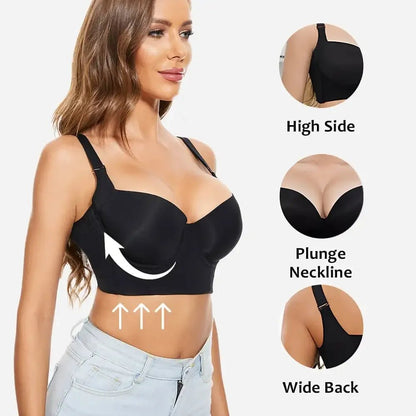 Push-Up Back Smoothing Bra Back Smooth Out Shaper Plus Size Wide Band Bras Shapewear Back Fat Smooth Underwear Shapers F Cup