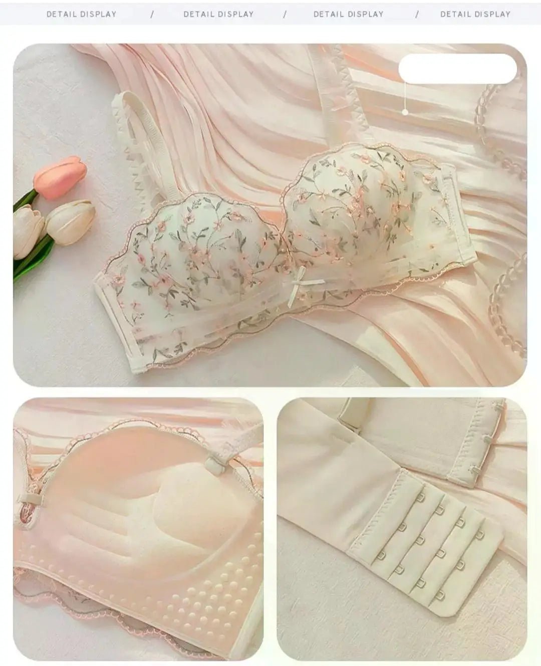 Small Breasts Gathered Women's Underwear Flat Chest Collection Side Breast Anti-sagging No Steel Ring Embossed Women's Bra