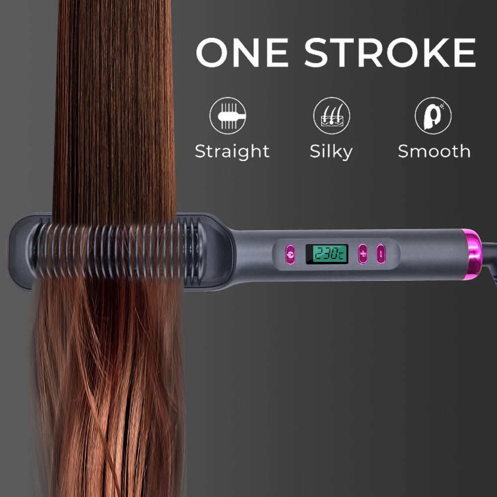 Electric Hot Comb Straight Hair Straightener Comb Straightening Brush Negative Ion Multifunctional Anti-Scalding Styling Tool