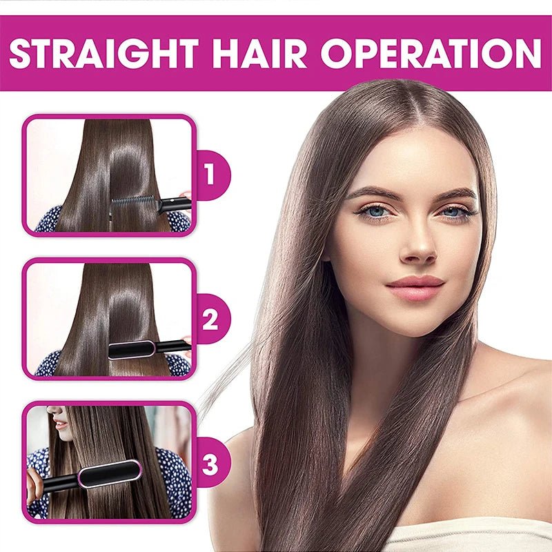 High Quality Electric Straighten Hair Brush Professional Curler Straightener Comb Fashion Fast Heating Ceramic Hair Straightener