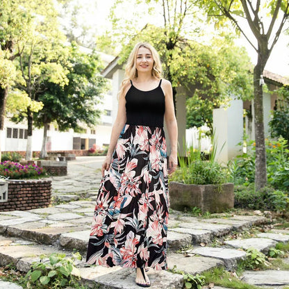 Clothing Europe United States parent-child color matching dress color flower print extreme-bottom short-sleeved skirt floral