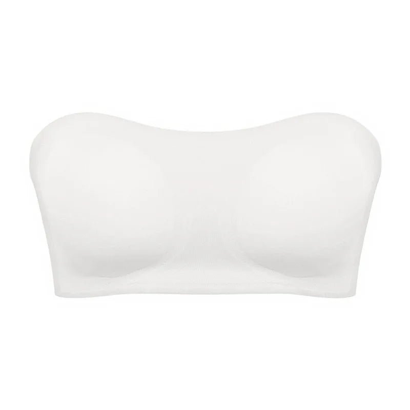 Removable Padded Soft Ice Silk Traceless Women Brasseries Wire Free Seamless Bra Women Strapless Bra Cross Side Buckle Underwear