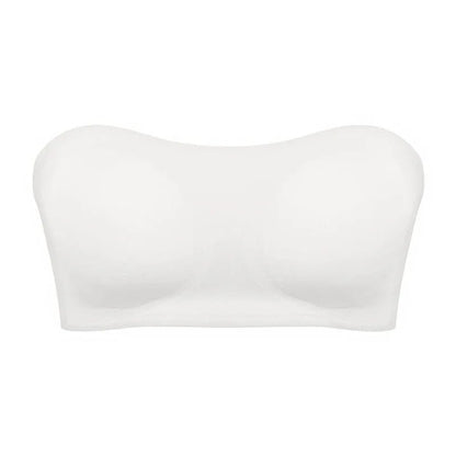 Removable Padded Soft Ice Silk Traceless Women Brasseries Wire Free Seamless Bra Women Strapless Bra Cross Side Buckle Underwear