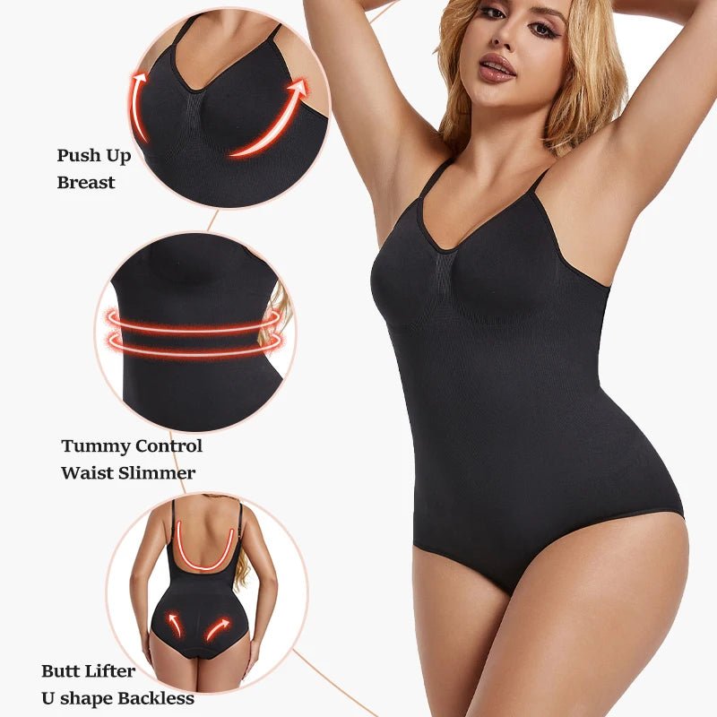 Womens Backless Bodysuits Seamless Sexy Shapewear Thong Butt Lifter Body Shaper Tummy Control Corset Slimming Camisole Tops