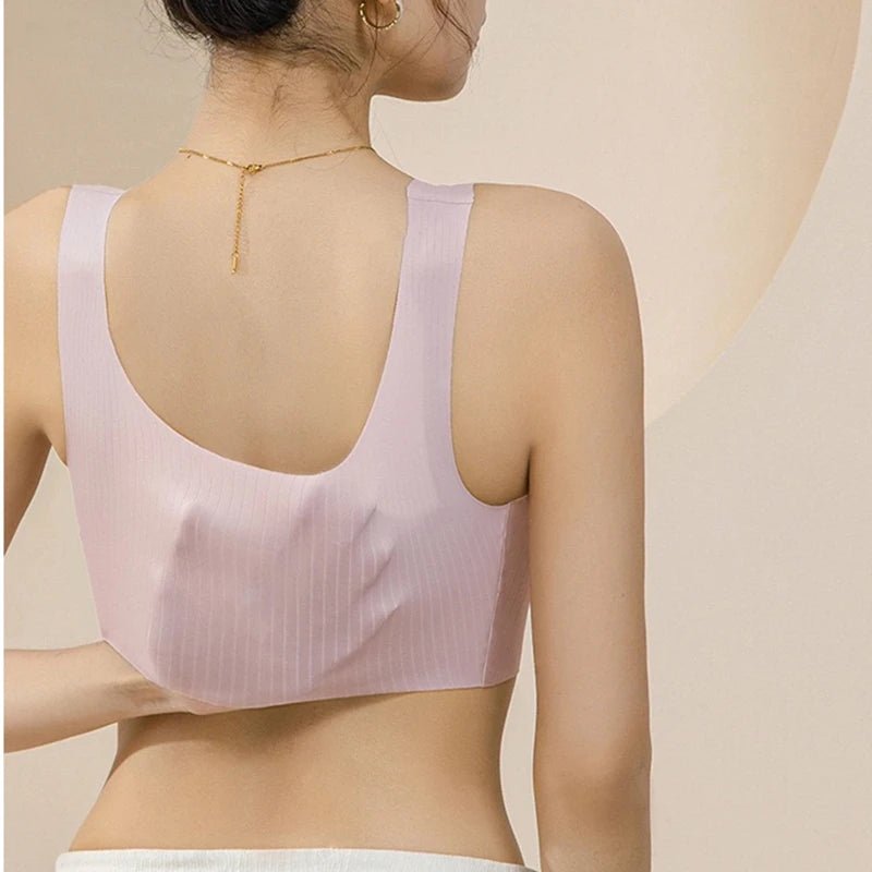 Comfortable, One-piece, Traceless Fixed Cup, Women's Underwear, Beautiful Back Sports Vest, Sleep Large Size Bra Thin