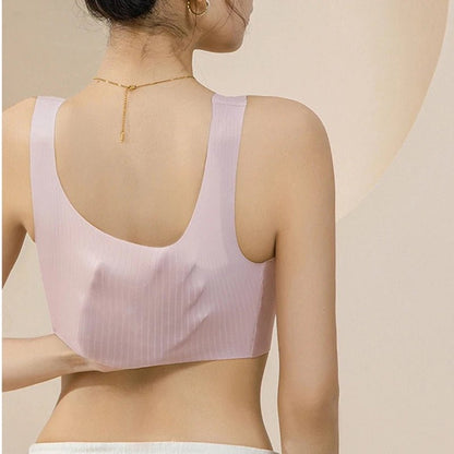 Comfortable, One-piece, Traceless Fixed Cup, Women's Underwear, Beautiful Back Sports Vest, Sleep Large Size Bra Thin