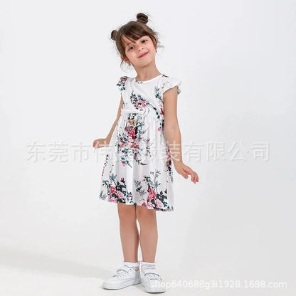 Family Matching Clothes Mother Daughter Dresses Baby Girl Mum Printed Dress Summer Sleeveless Loose Vacation Beach Frock