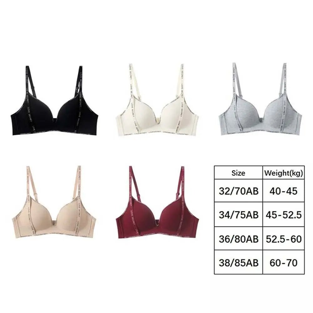 English Letter Wireless Deep V Bra Shockproof Anti-sagging Push Up Underwear Close-fitting Gathered Breasts Seamless Bras Sport