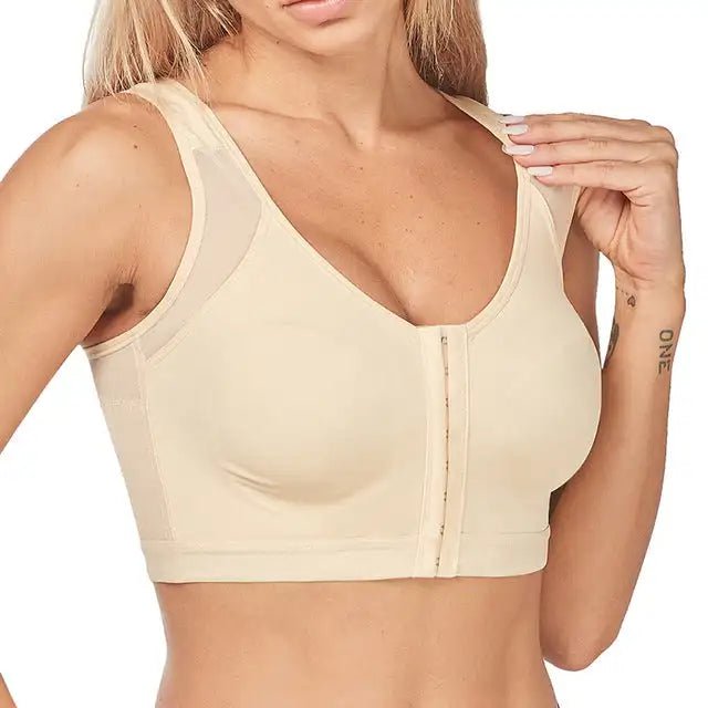 Womens 18 Hour Front-close Wirefree Bra Front Closure Posture Bra Full Coverage Back Adjustable  Support Everyday Comfy Unpadded