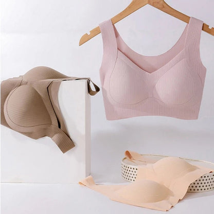 Comfortable, One-piece, Traceless Fixed Cup, Women's Underwear, Beautiful Back Sports Vest, Sleep Large Size Bra Thin