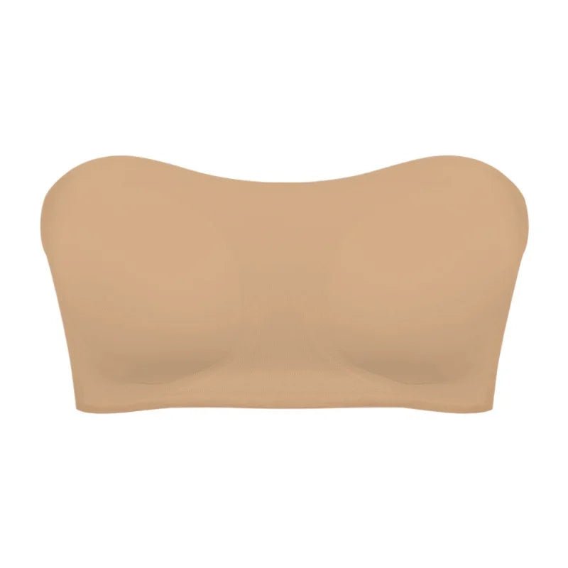 Removable Padded Soft Ice Silk Traceless Women Brasseries Wire Free Seamless Bra Women Strapless Bra Cross Side Buckle Underwear