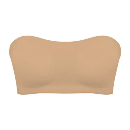 Removable Padded Soft Ice Silk Traceless Women Brasseries Wire Free Seamless Bra Women Strapless Bra Cross Side Buckle Underwear