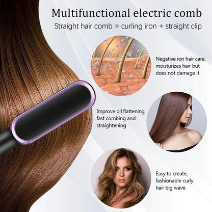 High Quality Electric Straighten Hair Brush Professional Curler Straightener Comb Fashion Fast Heating Ceramic Hair Straightener