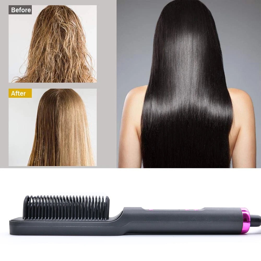 Electric Hot Comb Straight Hair Straightener Comb Straightening Brush Negative Ion Multifunctional Anti-Scalding Styling Tool