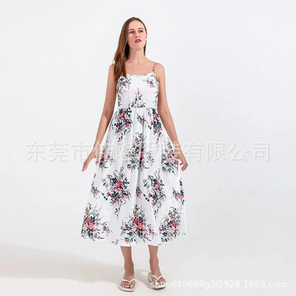 Family Matching Clothes Mother Daughter Dresses Baby Girl Mum Printed Dress Summer Sleeveless Loose Vacation Beach Frock