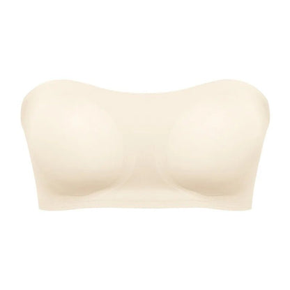 Removable Padded Soft Ice Silk Traceless Women Brasseries Wire Free Seamless Bra Women Strapless Bra Cross Side Buckle Underwear