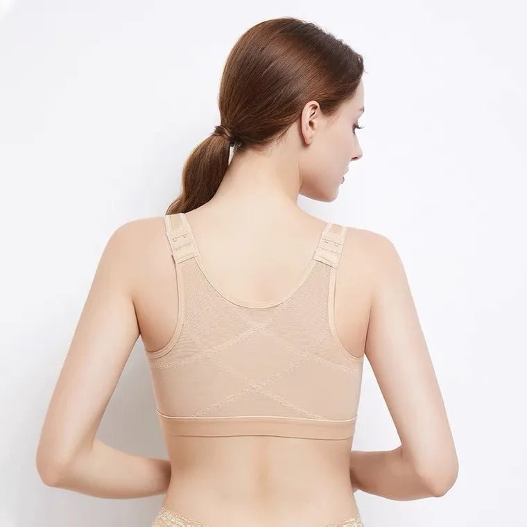 Womens 18 Hour Front-close Wirefree Bra Front Closure Posture Bra Full Coverage Back Adjustable  Support Everyday Comfy Unpadded