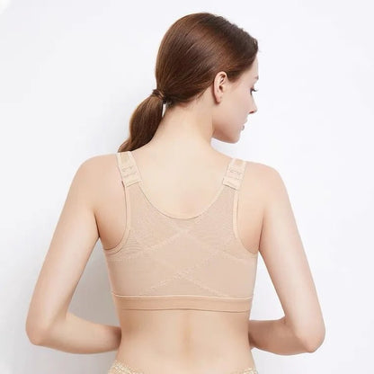 Womens 18 Hour Front-close Wirefree Bra Front Closure Posture Bra Full Coverage Back Adjustable  Support Everyday Comfy Unpadded
