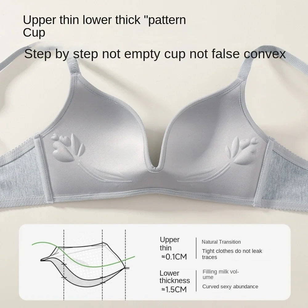 English Letter Wireless Deep V Bra Shockproof Anti-sagging Push Up Underwear Close-fitting Gathered Breasts Seamless Bras Sport