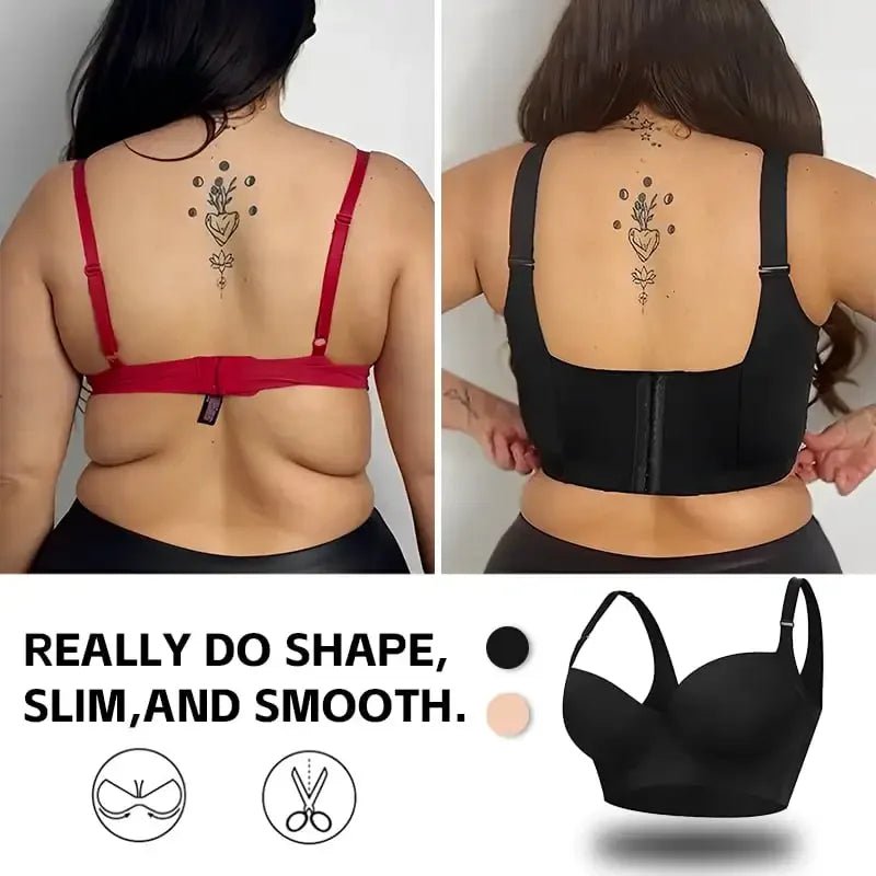 Push-Up Back Smoothing Bra Back Smooth Out Shaper Plus Size Wide Band Bras Shapewear Back Fat Smooth Underwear Shapers F Cup