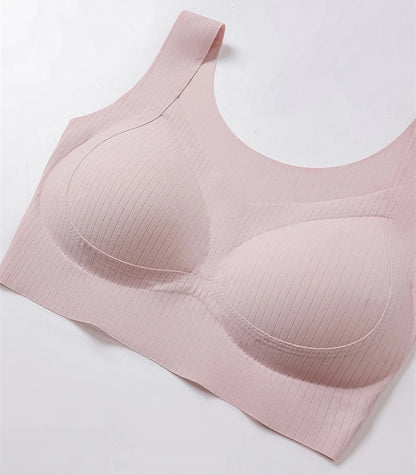 Comfortable, One-piece, Traceless Fixed Cup, Women's Underwear, Beautiful Back Sports Vest, Sleep Large Size Bra Thin