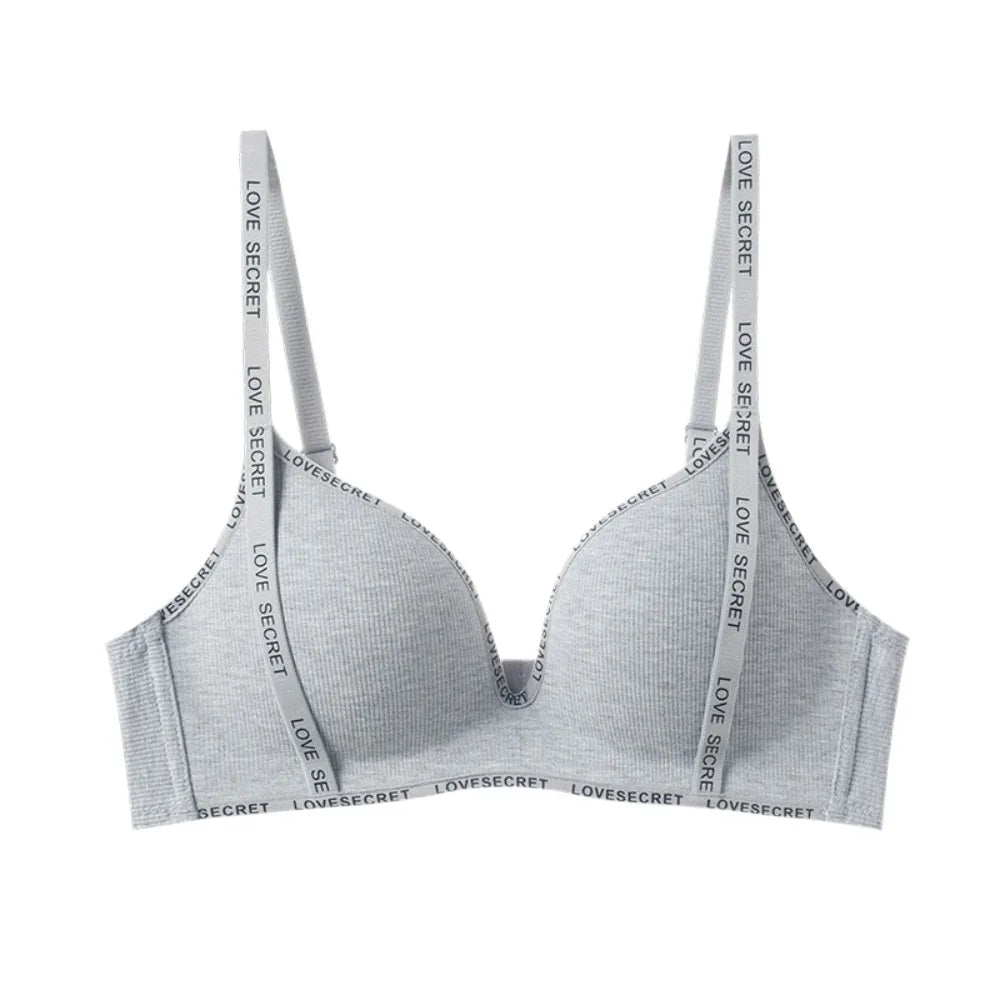 English Letter Wireless Deep V Bra Shockproof Anti-sagging Push Up Underwear Close-fitting Gathered Breasts Seamless Bras Sport