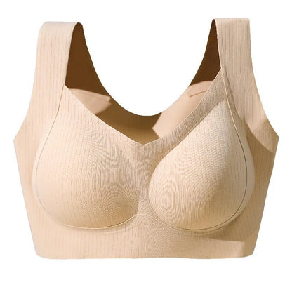 Comfortable, One-piece, Traceless Fixed Cup, Women's Underwear, Beautiful Back Sports Vest, Sleep Large Size Bra Thin