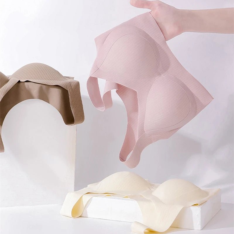 Comfortable, One-piece, Traceless Fixed Cup, Women's Underwear, Beautiful Back Sports Vest, Sleep Large Size Bra Thin