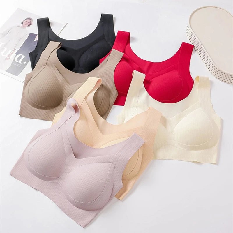 Comfortable, One-piece, Traceless Fixed Cup, Women's Underwear, Beautiful Back Sports Vest, Sleep Large Size Bra Thin