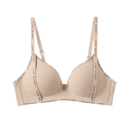 English Letter Wireless Deep V Bra Shockproof Anti-sagging Push Up Underwear Close-fitting Gathered Breasts Seamless Bras Sport