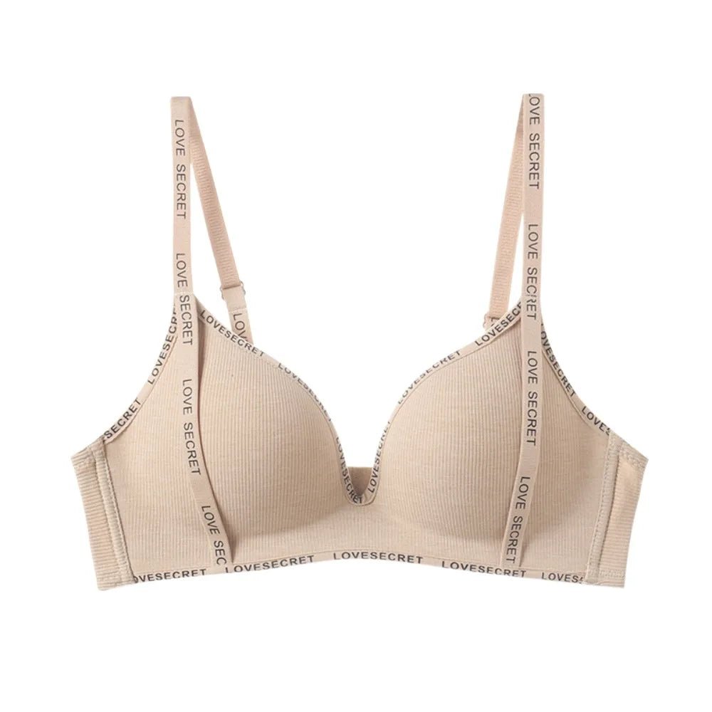 English Letter Wireless Deep V Bra Shockproof Anti-sagging Push Up Underwear Close-fitting Gathered Breasts Seamless Bras Sport