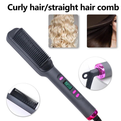 Electric Hot Comb Straight Hair Straightener Comb Straightening Brush Negative Ion Multifunctional Anti-Scalding Styling Tool