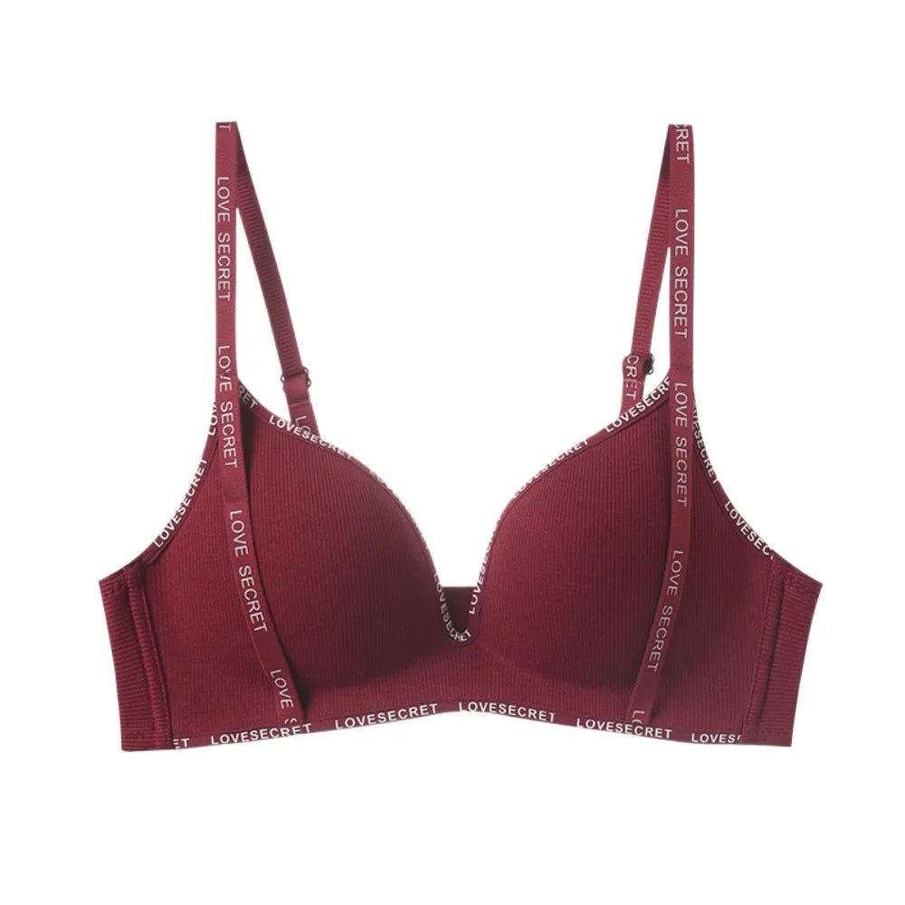 English Letter Wireless Deep V Bra Shockproof Anti-sagging Push Up Underwear Close-fitting Gathered Breasts Seamless Bras Sport