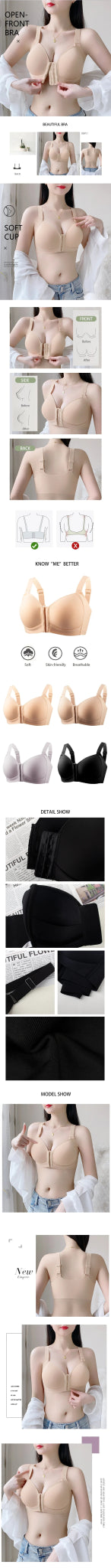 FallSweet Women's Front Closure Bra Plus Size Wireless Bralette Thin Cup Comfortable Underwear Mom Lingerie Seamless Brassiere