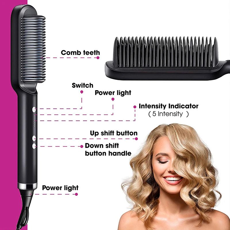 High Quality Electric Straighten Hair Brush Professional Curler Straightener Comb Fashion Fast Heating Ceramic Hair Straightener