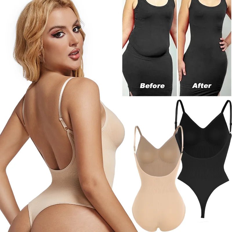 Womens Backless Bodysuits Seamless Sexy Shapewear Thong Butt Lifter Body Shaper Tummy Control Corset Slimming Camisole Tops