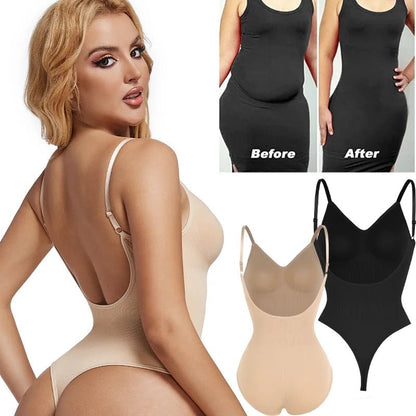 Womens Backless Bodysuits Seamless Sexy Shapewear Thong Butt Lifter Body Shaper Tummy Control Corset Slimming Camisole Tops