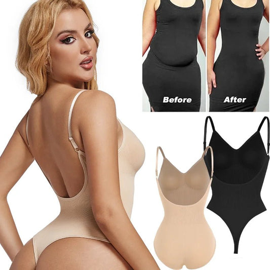 Womens Backless Bodysuits Seamless Sexy Shapewear Thong Butt Lifter Body Shaper Tummy Control Corset Slimming Camisole Tops